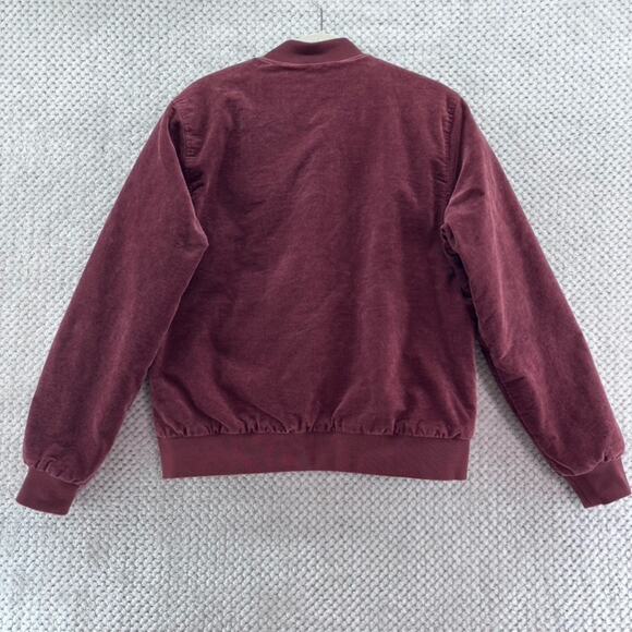 Brixton Coat Mens S Burgundy Dillinger Bomber Jacket Snap Button Front Military - Picture 6 of 13